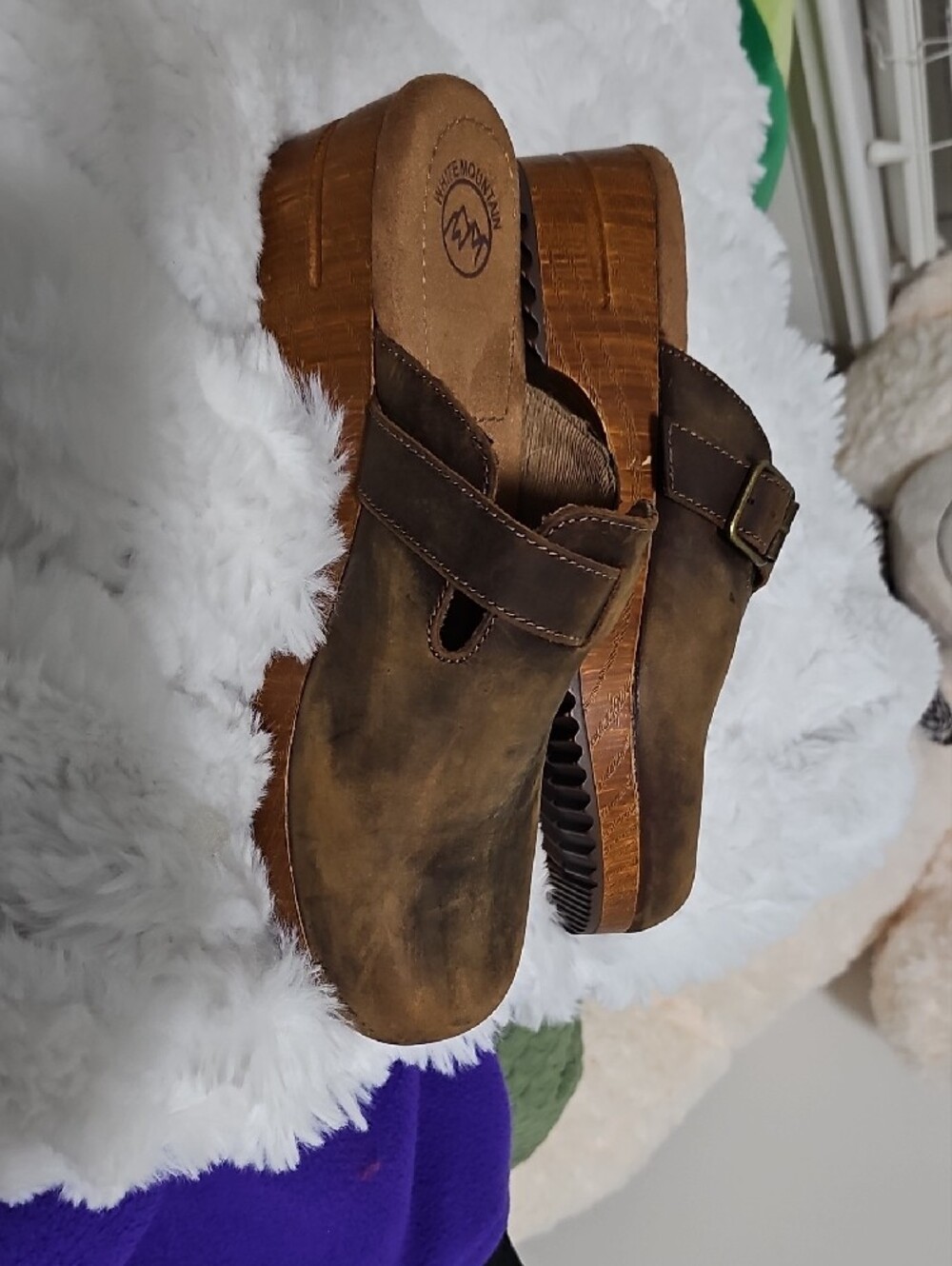 White Mountain Brown Leather Clog Mules - Picture 6 of 6